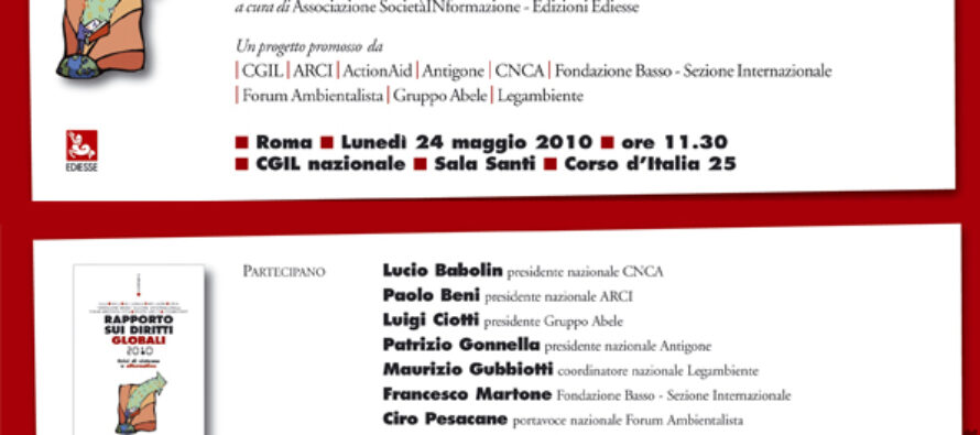 Il Rapporto sui diritti globali 2010 – lunedì 24 maggio a Roma