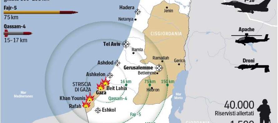 Israele lancia l’offensiva sulla Striscia di Gaza Razzi su Gerusalemme e Tel Aviv