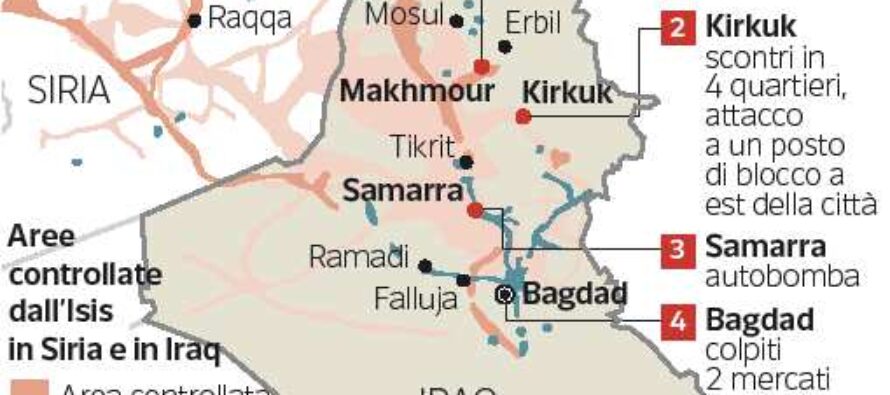 L’Isis attacca Kirkuk, bombe a Bagdad: la nuova offensiva