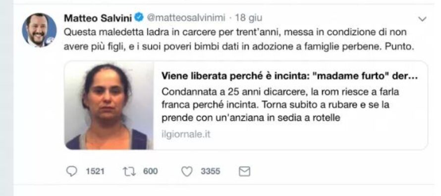 Razzismo. «Maledetta ladra», Salvini scatena il linciaggio social contro una donna rom