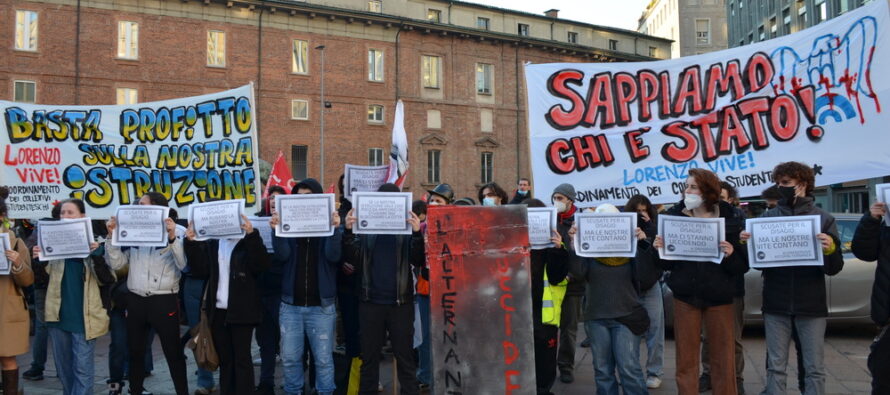 Studenti in piazza per Lorenzo e contro la scuola del capitale disumano